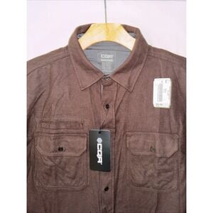 MENS LONG SLEEVE BUTTON UP BROWN‎ SHIRT LARGE TALL 100% COTTON NWT CQR